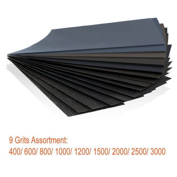 

promotion--72pcs 400 to 3000 grit wet dry sandpaper assortment 9 x 3.6 inches for automotive sanding, wood furniture finishing a