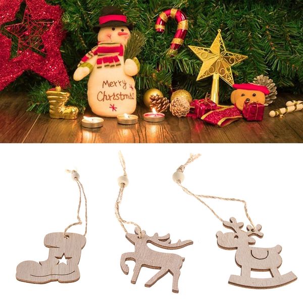 

3pcs/set christmas wooden pendants wood diy crafts xmas tree hanging ornaments party decorations
