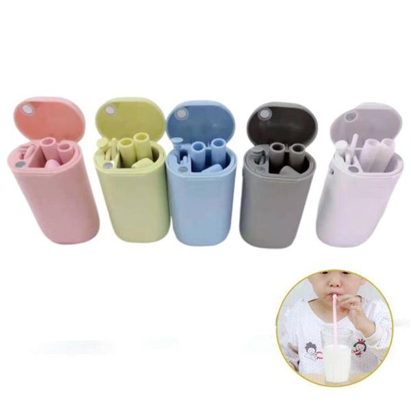 

foldable silicone straw portable reusable collapsible drinking case resistant with smell straw box no heat storage j8c1