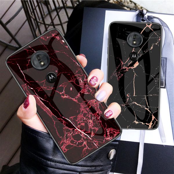 

suitable for motorola g5splus mobile phone protective cover g6plus g8plus anti-fall marble pattern g8play onezoom glass designer phone case
