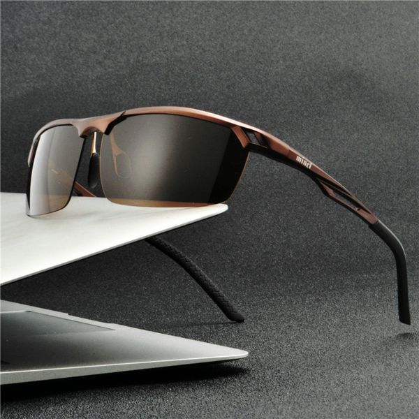 

2019 semi-rimless polarized sunglasses men uv4 mirror driving sun glasses retro aluminum magnesium sunglasses fml, White;black