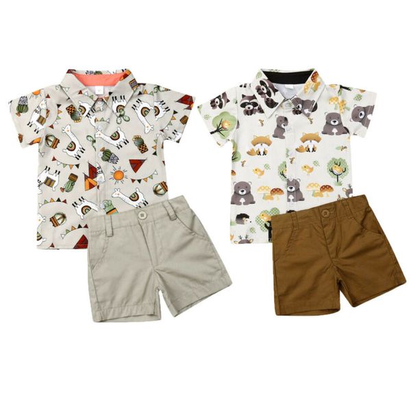 

1-5years summer toddler baby kids boy shirt +pants gentleman outfits clothes 2pcs set, White