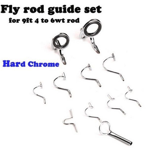 

fly fishing rod guide tip repair kit set diy eye rings different size stainless steel frames fly rod guide set