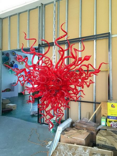 

red handmade blown glass chandelier small modern art glass chihuly