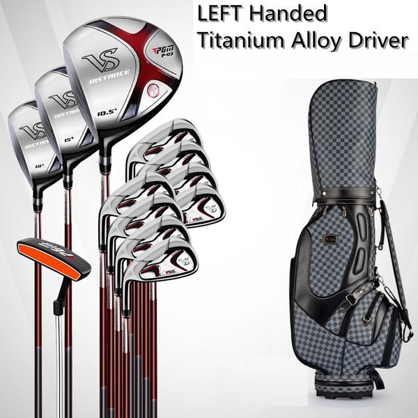 

brand pgm, 12-pieces golf clubs left handed titanium alloy for rod of driver, mens golf clubs complete set of graphite shaft