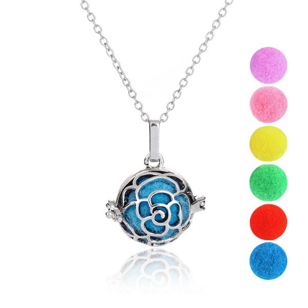 

concise rose cage necklace can open aromatherapy color ball ornaments woman diy pendeloque cut, Silver