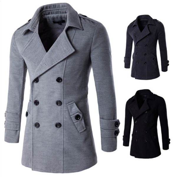 

drop shipping men british style trench coat mens long trench coat masculino male clothing classic double breasted overcoat, Tan;black