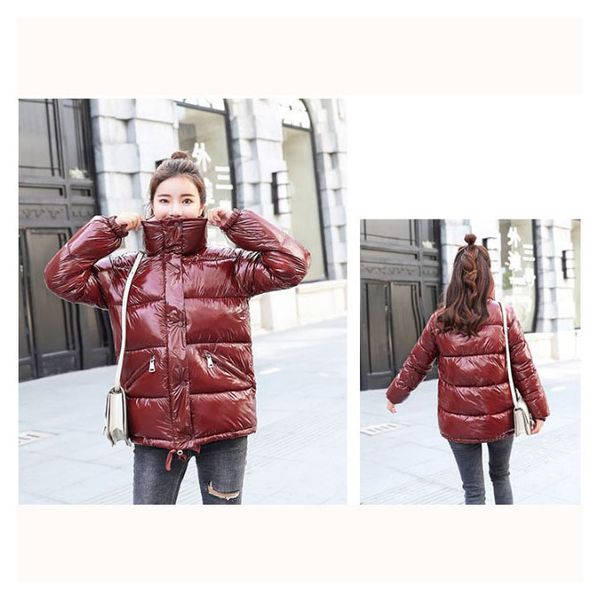 

women designer down coat 2020 winter fashion solid color bright surface outerwear womens luxury fashion parkas down coat new, Black