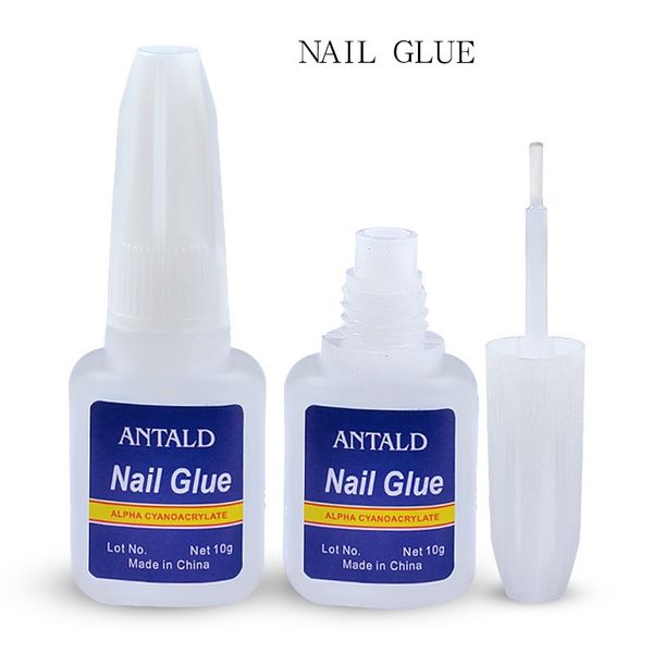 

1 pcs 10g false nail tips glue nail art decoration with brush false glue for stickers and decals manicure tools, Red;pink