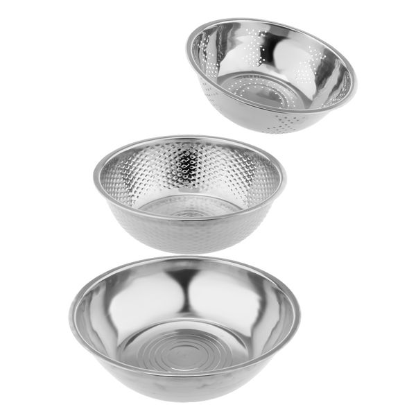 

3pcs kitchen colander stainless steel mesh strainer net baskets strain drain rinse steam cook