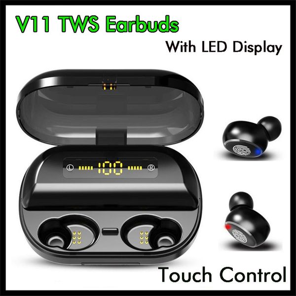

Новые V11 TWS Bluetooth наушники управления Сенсорный дисплей 2400mAh Индикатор питания Зар