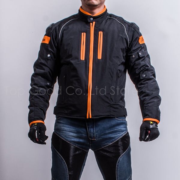 

good motorcycles jacket titanium alloy racing suits windproof warm four seasons can use 2 in1 & 5pcs armor nj-f601 orange