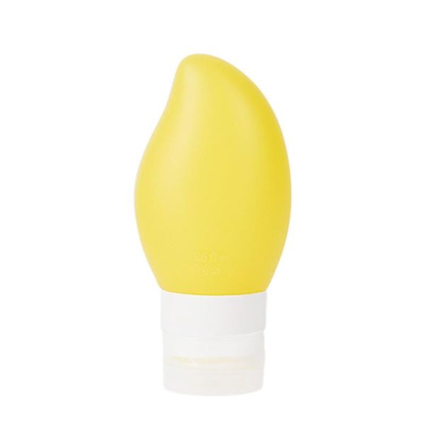 

78ml refillable mango shaped travel bottle set leakproof squeezable silicone bottles kit style yellow mini size,lightweight cute