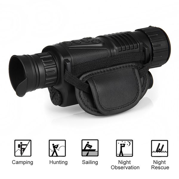 WG540 Visão noturna de infravermelho tático monoculares completos escuros escuros 5x40 200m Range Hunting Monocular Night Vision Optics