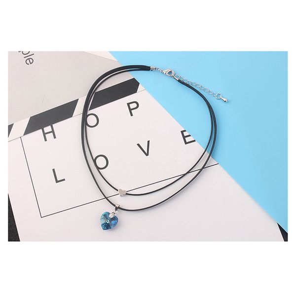 

баффинова хрустальное сердце от swarovski моды чокеры ожерелья для женщин double rope chain statement ожерелья свадебные украшения, Golden;silver