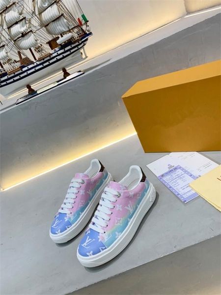 

2020 luxury platform designer casual shoes leather sneakers mens women trendy fashion leather chaussures, Black