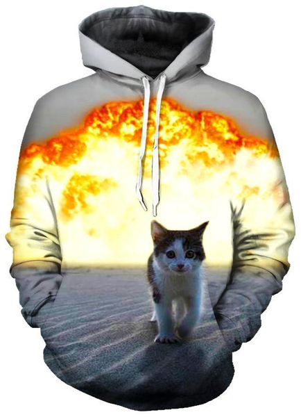 

кошки plosion unisex hoodie печатный 3d с капюшоном мода хип-хоп уникальные толстовки, Black