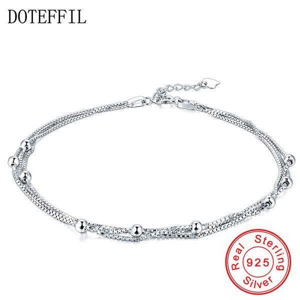 

new arrivals 925 sterling silver anklet woman charm 3mm beads silver anklet fashion luxury jewelry t190620, Red;blue