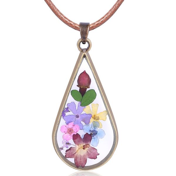 

woman handmade jewelry choker long pendant dried flowers natural fabala necklace vintage, Silver