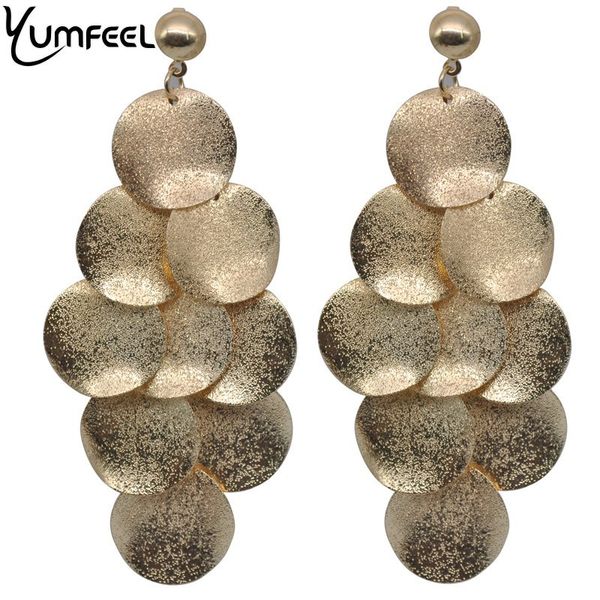 

yumfeel new big drop earrings golden plated dangle earrings for women gifts party jewelry