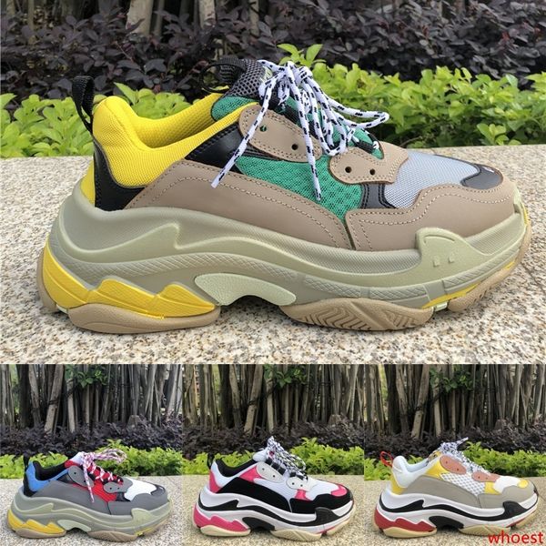 

platform shoes triple s men women luxury designer shoes grey red blue leather stitching casual platform sneakers mens fashion runner