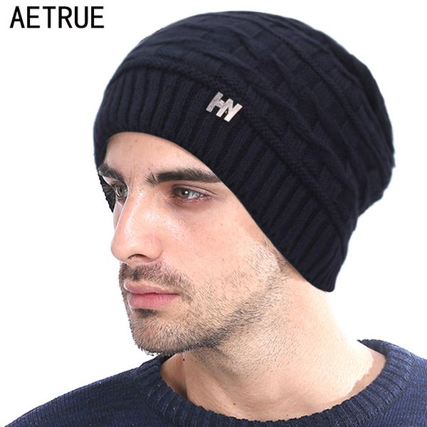 

brand winter knitted hat skullies beanies men winter hats for men women bonnet cap mask warm thick male solid beanie hat