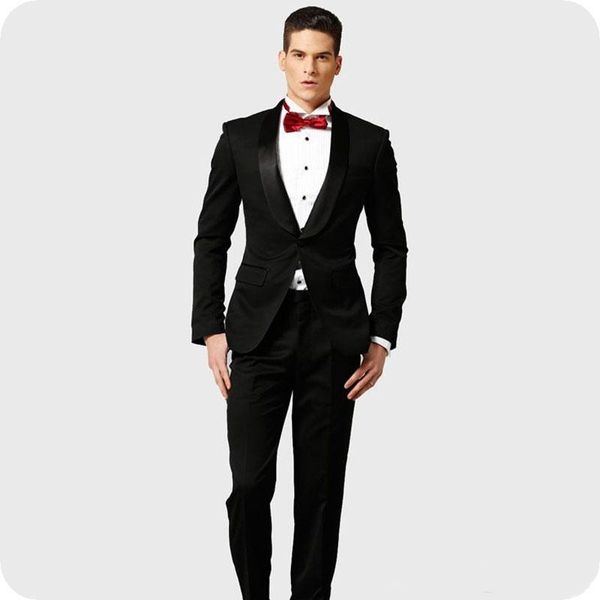 

handsome black groom tuxedos shawl lapel slim fit groomsmen wedding tuxedos fashion men formal blazer prom jacket suit(jacket+pants+tie)706, Black;gray