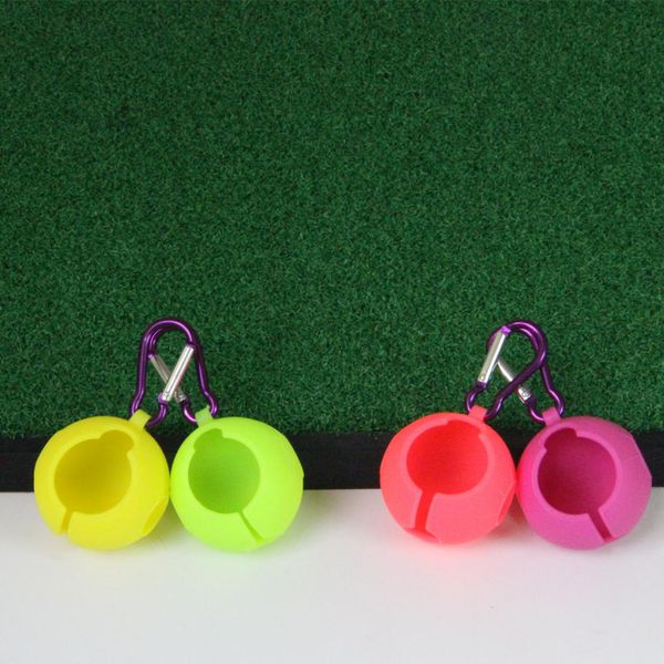 

golf ball holder carrier with belt hanging hook contains one ball pouch on training aids