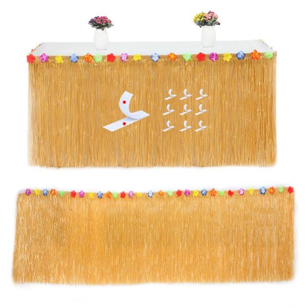 

275x75cm luau grass таблица юбка тропические гавайские для вечеринок цветных искусственных цветов кисточки день рождения украшения 2 цвета
