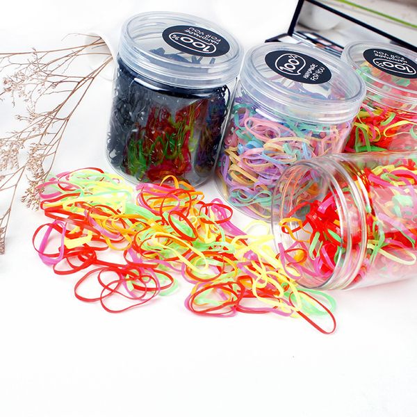 

1bottle hair rope for girls headwear candy color disposable canned small rubber band children's hair ring accessories g0409