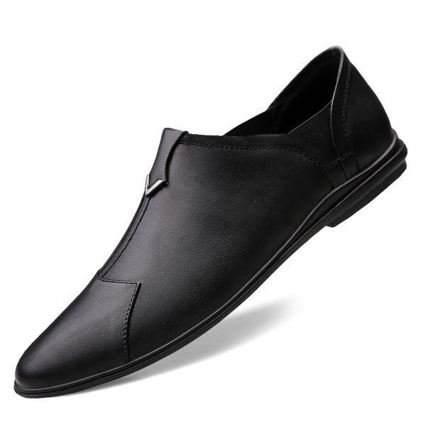 

men's leather shoes spring autumn new casual shoes, boy versatile lightweight and comfortable breathable wear-resistant shoes, Black