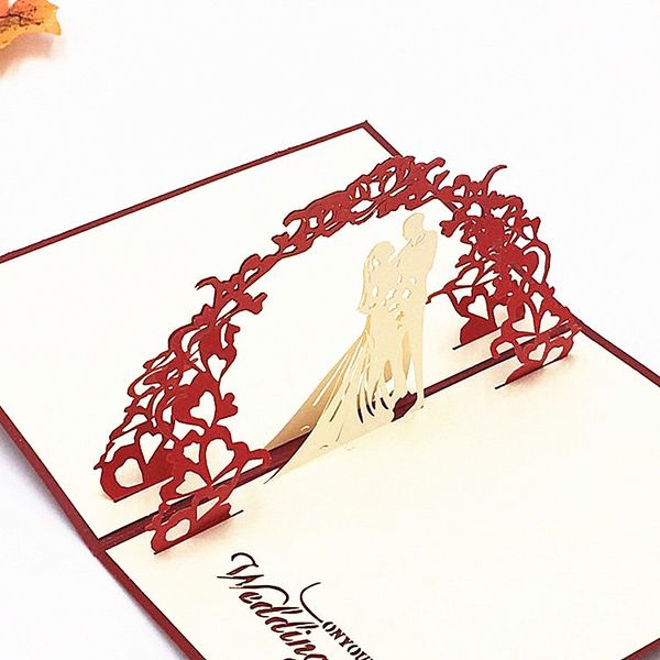 Valentine Day Wedding Cards Convites Delicacy Gift Handmade Creative 3D Cards Up Presente Personalizável 10x15cm DHL