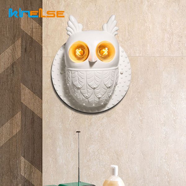 

nordic creative owl resin wall light modern led wall lamp indoor children bedroom bedside restaurant aisle decoration sconces