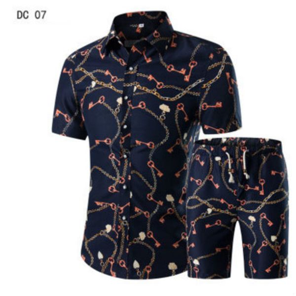 

mens designer suit printed casual mens short sleeve shirt set multiple suits trendy college style sell fashion frend brand 2020 new, Gray