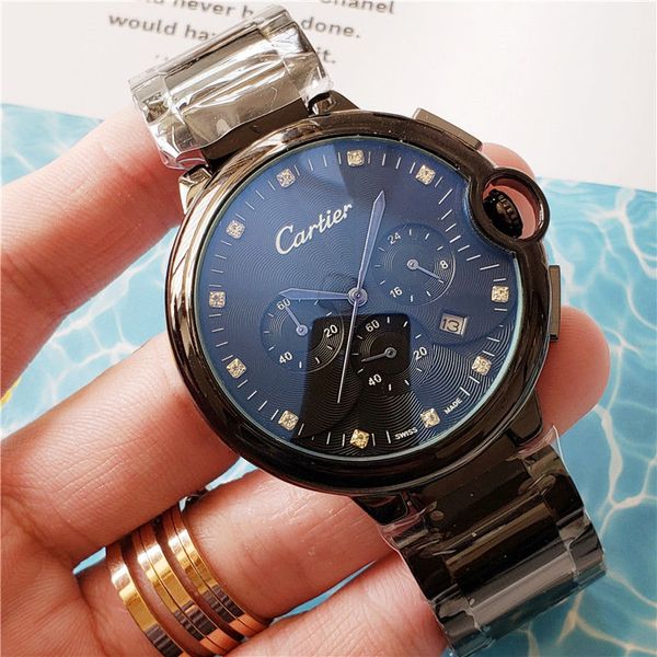 

all small dial work brand luxury men watch balloon 48mm men's luxury brand quartz watches water resistant sports wristwatches, Slivery;brown