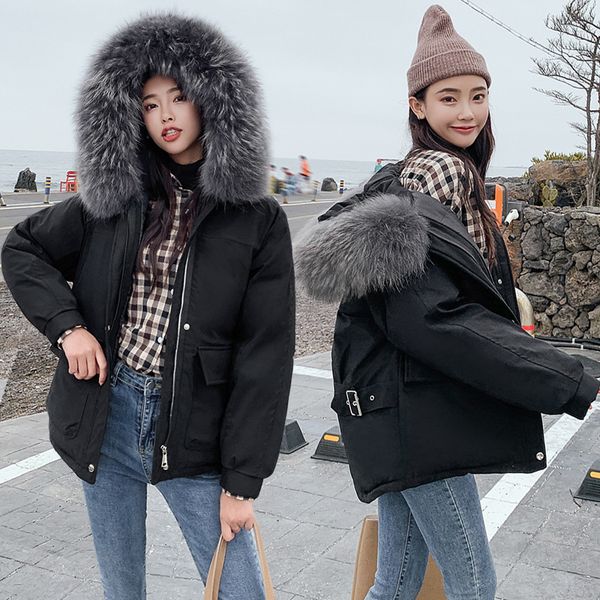 

short fund 2019 winter loose coat back season cotton-padded clothes woman easy student bread serve cotton-padded jacket tide, Tan;black