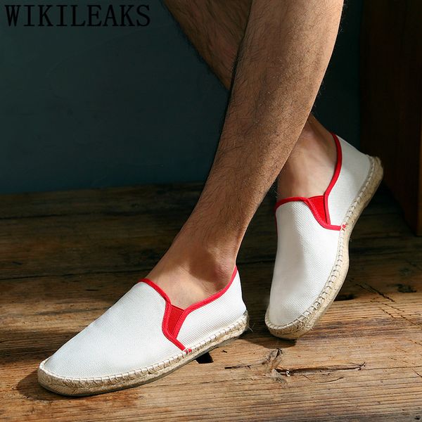 

espadrilles men canvas shoes loafers men casual shoes brand summer white sepatu slip on pria erkek spor ayakkabi bona, Black