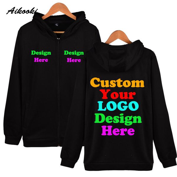 

custom zipper hoodies logo text men women personalized customize zip up hoodie sweatshirt polluver customization dropship supply, Black