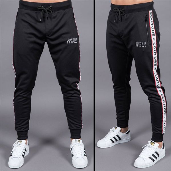 

pyhaillp gyms joggers sweatpants mens trousers bodybuilding cotton casual long pants men fashion jogger clothing, Black