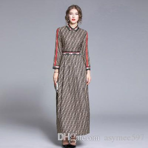 

100% polyester materials,fashionable women's long dresses,lapel neck long sleeve autumn dress,beauty printing skirts, Black;gray