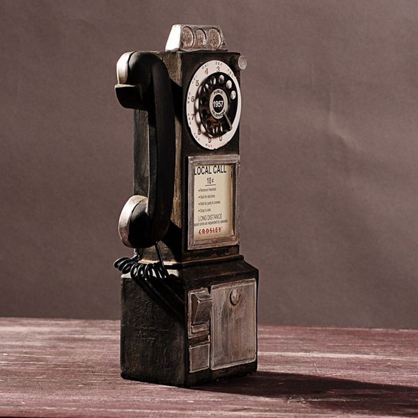 

novel vintage rotate classic look dial pay phone model retro booth home decoration ornament shipping