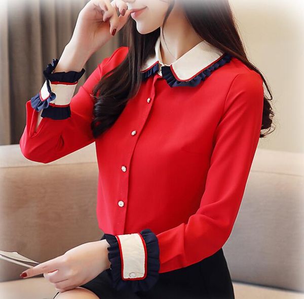 blusa roja manga larga