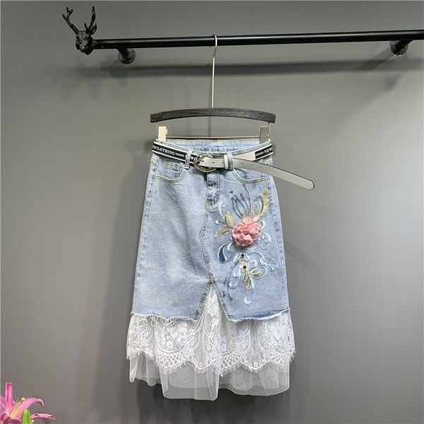 

длинные юбки джинсы push-up с высокой талией вышивки lacedenim лето dm001, Black