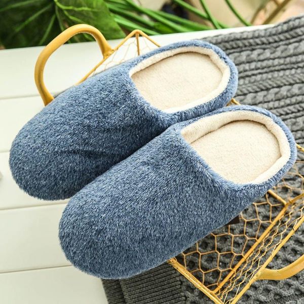 

winter warm slippers men home plush soft slippers indoors anti-slip winter floor bedroom shoes anti-slip slides slipper #3, Black
