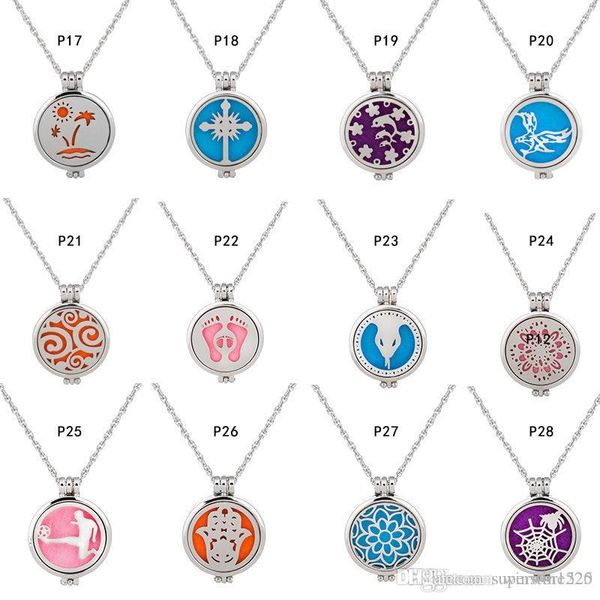 

tree of life pendant 30mm aromatherapy essential oil stainless steel necklace perfume diffuser oils locket send chain and felt pads as gift, Silver
