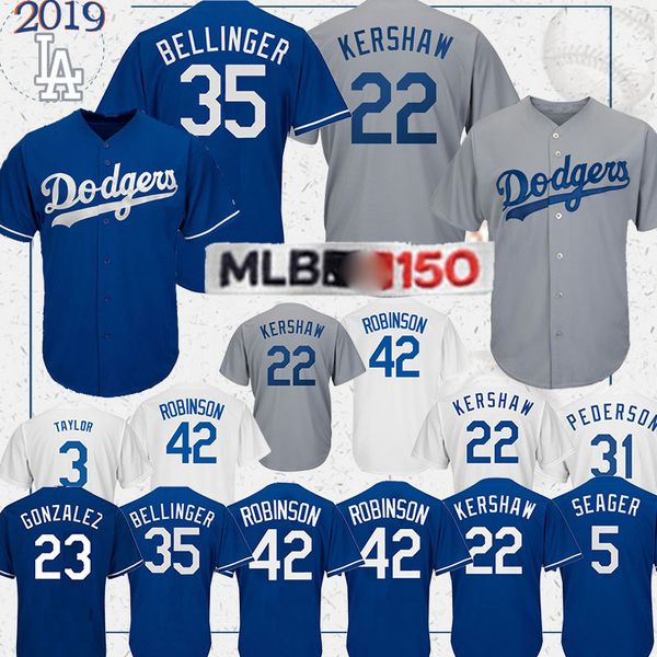 

los angeles jersey dodgers 22 clayton kershaw 35 cody bellinger baseball jerseys dodgers 10 justin turner 5 seager 42 robinson 66 puig 150t, Blue;black