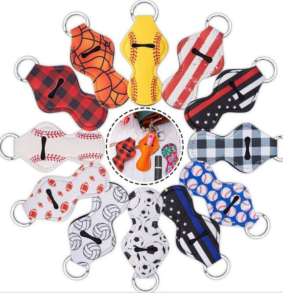 

66 colors pattern printing chapstick holder keychain girl chapstick lipstick keychain for party favors valentines gift, Silver