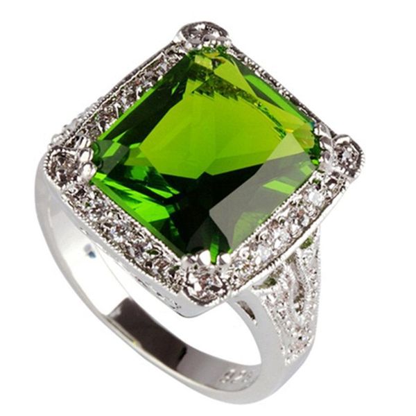 

fleure esme punk fashion engagement rings jewelry for women 2019 peridot blue cubic zirconia rhodium plated r751 r752 size 6 7 8, Silver