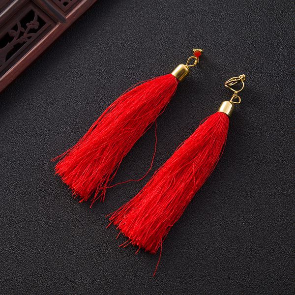 

fashion got sale tassel earrings retro exaggerated red long tassel earrings long earrings 2019 new style women personality jewelry gift, Silver