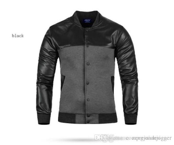 

mens autumn designer pu jackets stand collar long sleeve fashion style homme clothing business style winter casual apparel, Black;brown